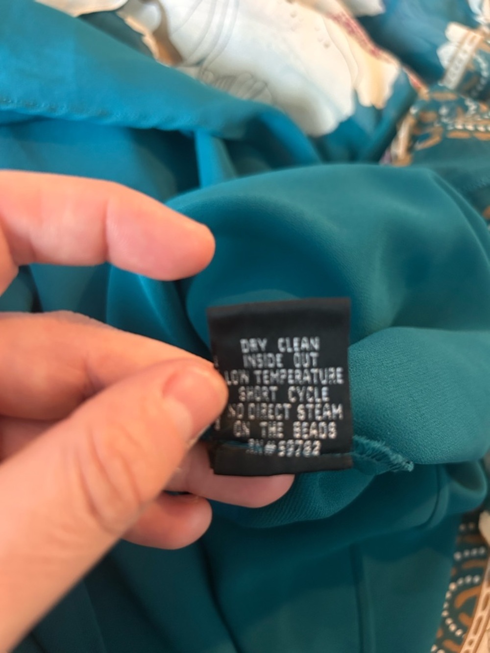 Adrianna Papell Teal Floral V-Neck Silk Cocktail Dress w/beading, embroidery - Picture 12 of 13